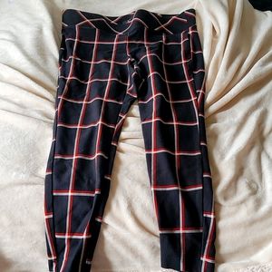 Torrid Pixie Length Orange and White Plaod Black Leggings